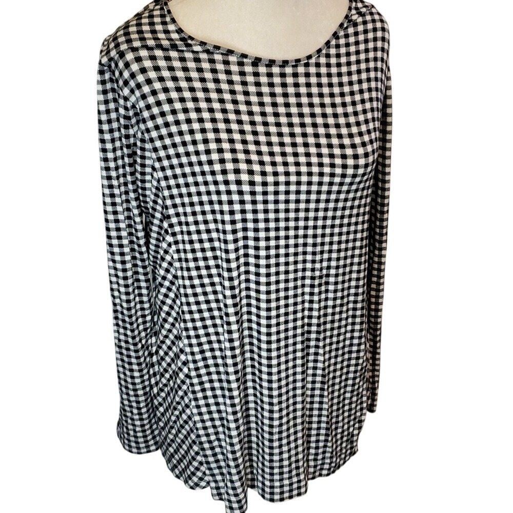 J.Jill Wearever Collection longline check plaid‎ top Large